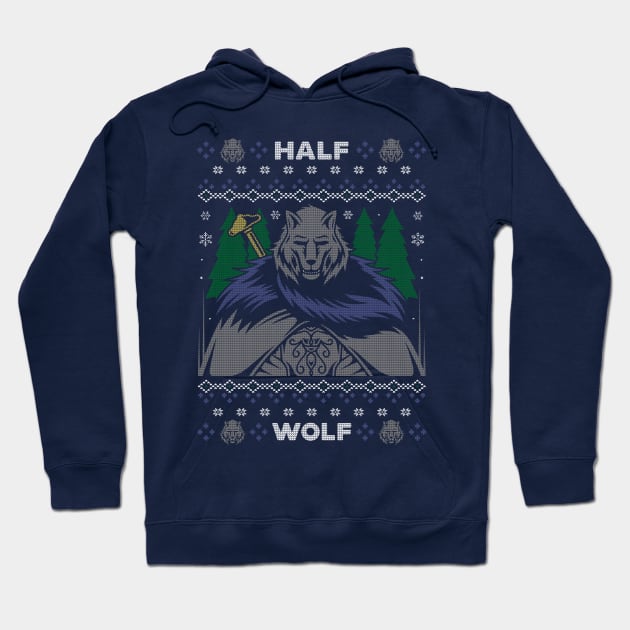 Half Wolf Knight Christmas Hoodie by Alundrart